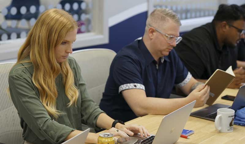 Software Engineering students studying hard at Boca Code